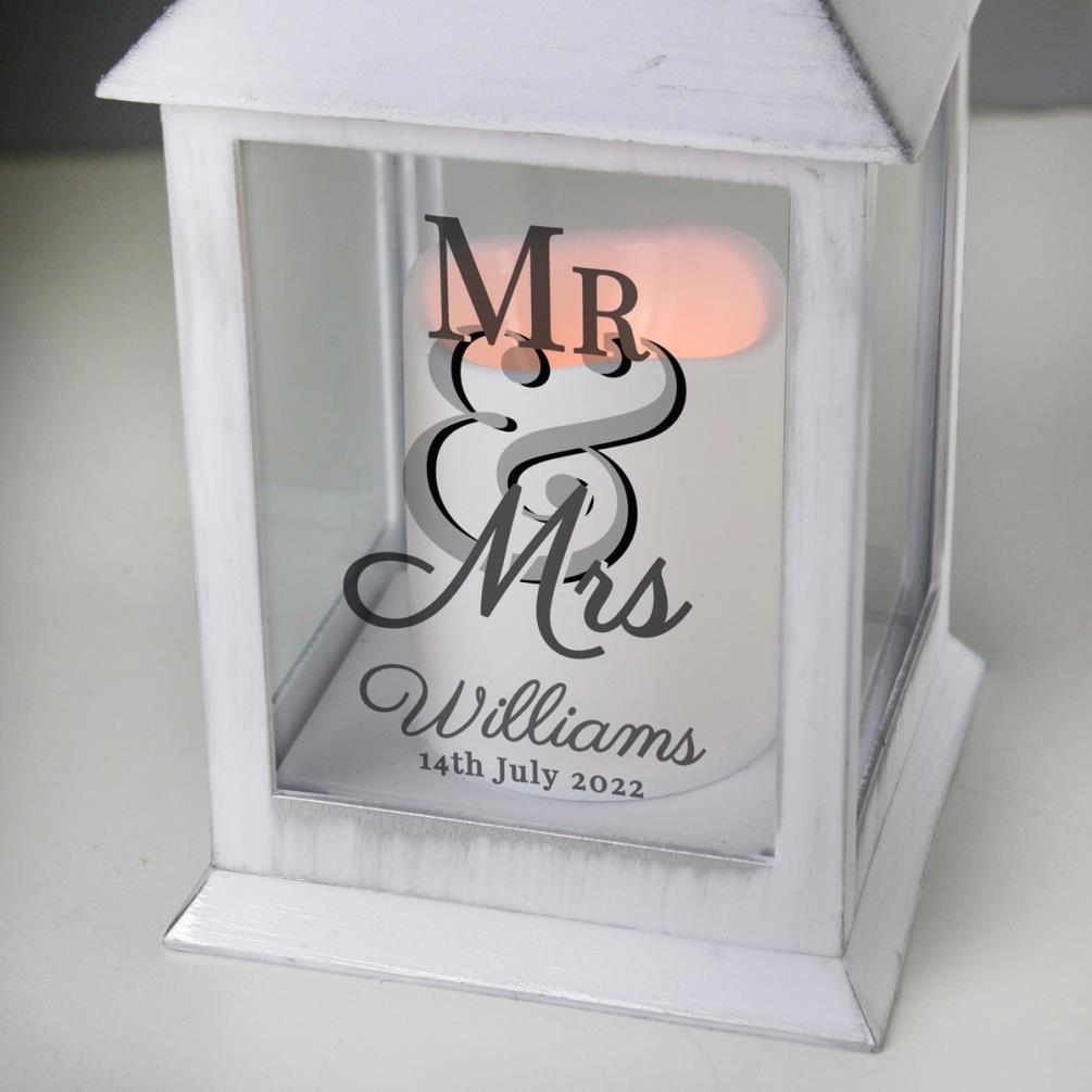 Personalised Mr & Mrs White Wedding Lantern Extra Image 1